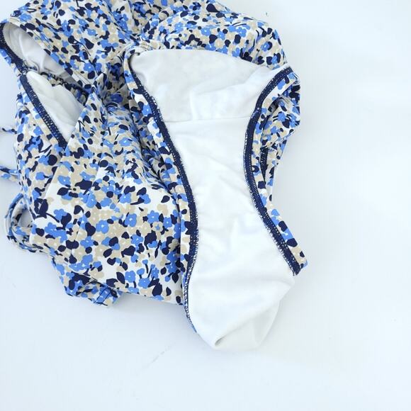 MICHAEL Michael Kors One Piece Swimsuit Monokini Size 10 Blue Tan Floral Ditzy - Picture 3 of 8